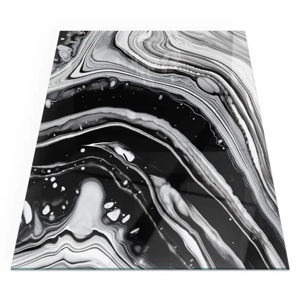Plaque de sol rectangulaire pour poêle à bois motif vagues et lignes abstraites