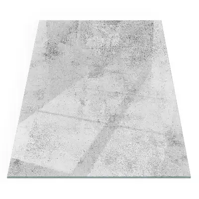 Plaque de sol rectangulaire en verre pour cheminée d'angle aspect béton brut