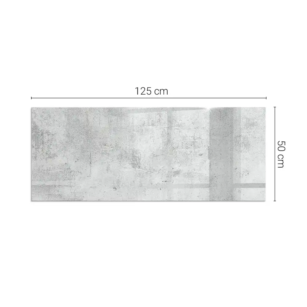 Plaque de sol rectangulaire en verre pour cheminée d'angle aspect béton brut