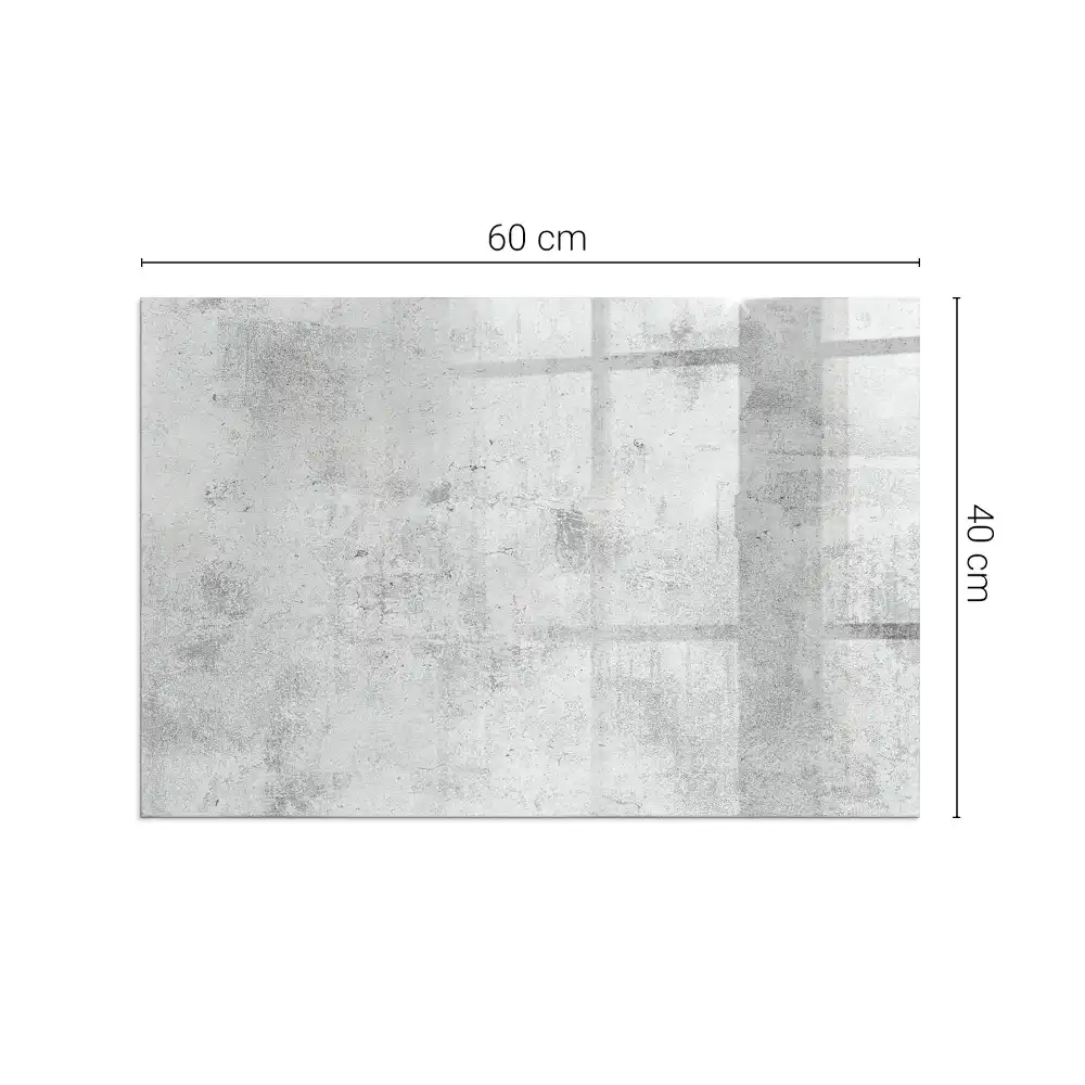Plaque de sol rectangulaire en verre pour cheminée d'angle aspect béton brut
