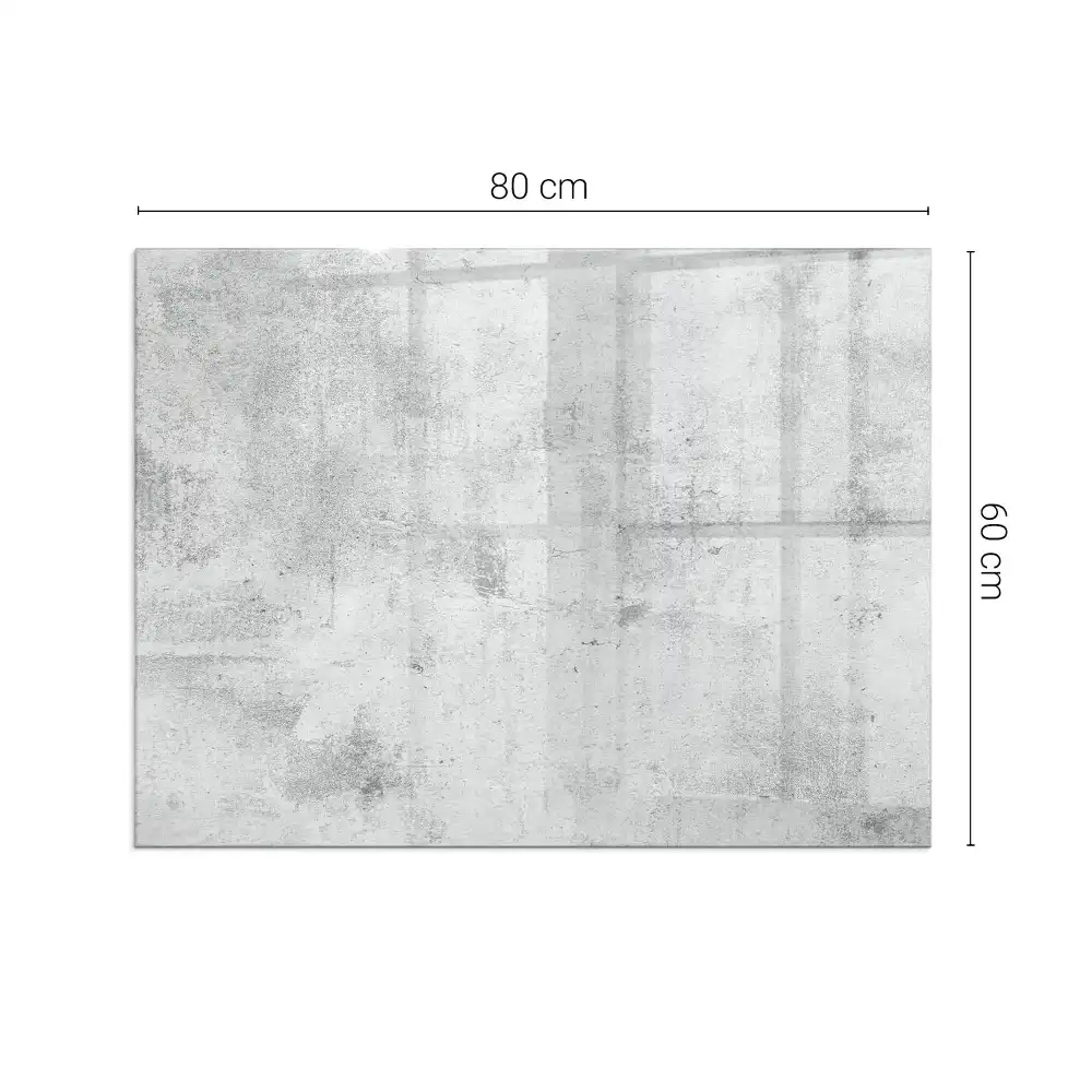Plaque de sol rectangulaire en verre pour cheminée d'angle aspect béton brut