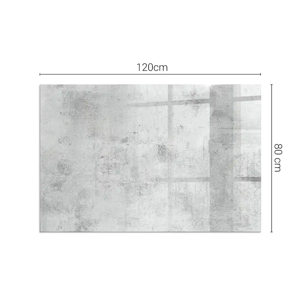 Plaque de sol rectangulaire en verre pour cheminée d'angle aspect béton brut