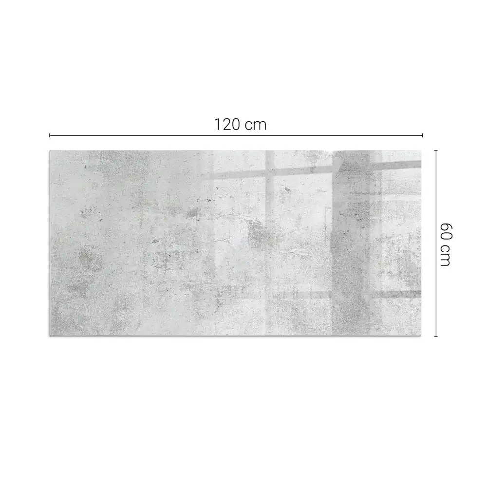 Plaque de sol rectangulaire en verre pour cheminée d'angle aspect béton brut