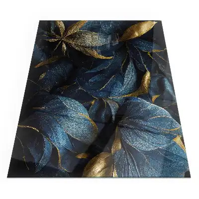 Plaque de sol rectangulaire pour cheminée en verre trempé texturé motif feuilles