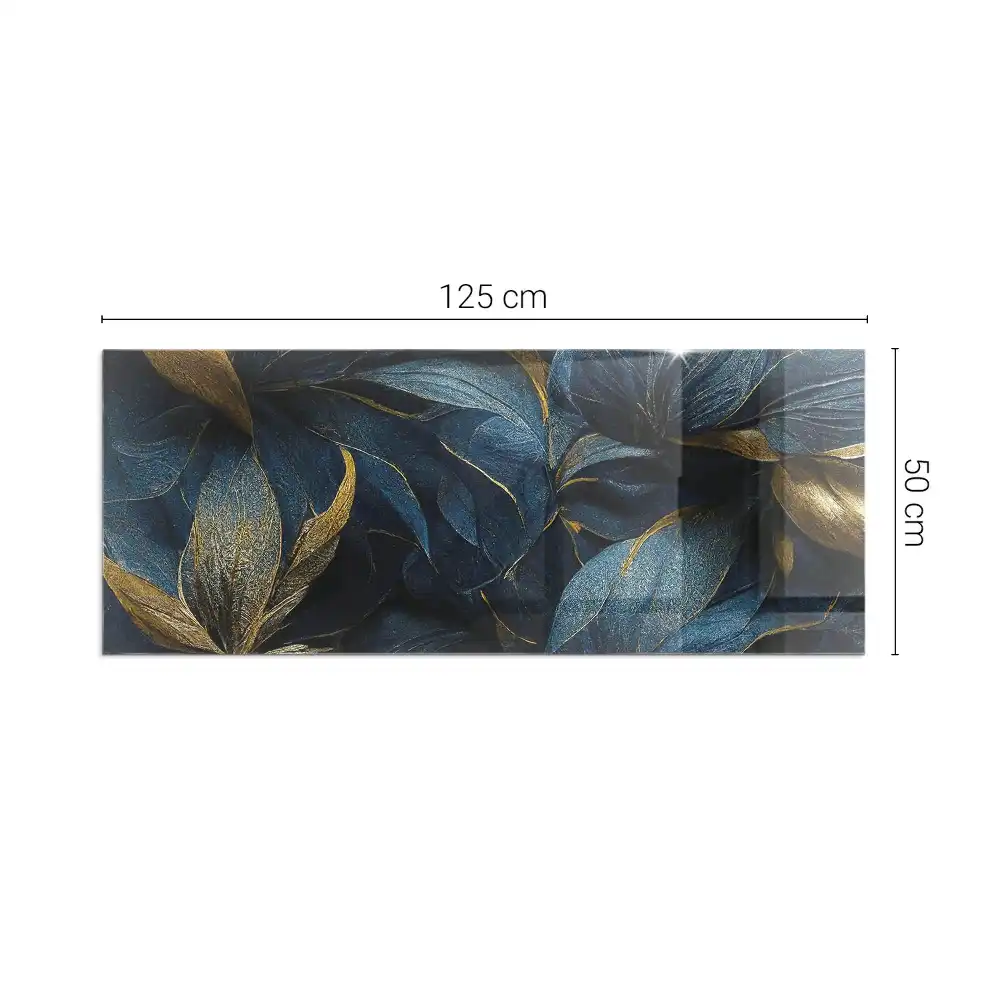 Plaque de sol rectangulaire pour cheminée en verre trempé texturé motif feuilles