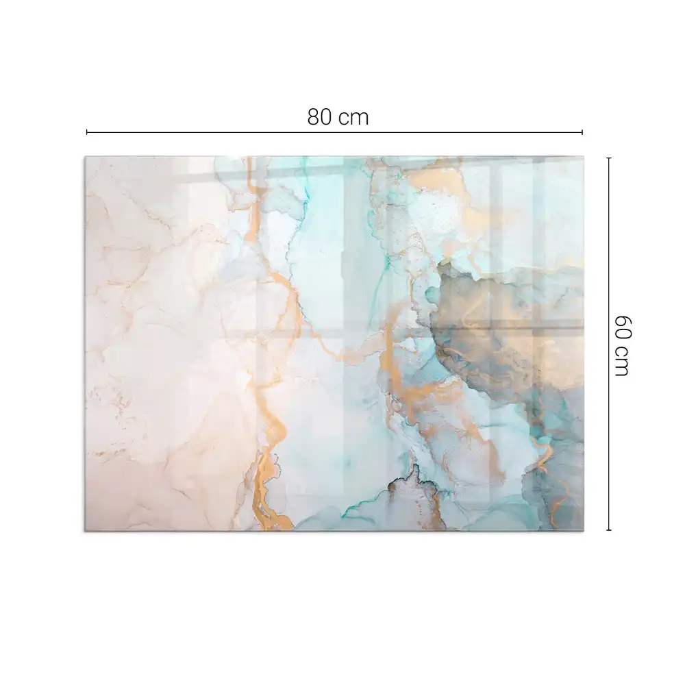 Plaque de sol rectangulaire en verre pour cheminée d'angle motif fluide abstrait
