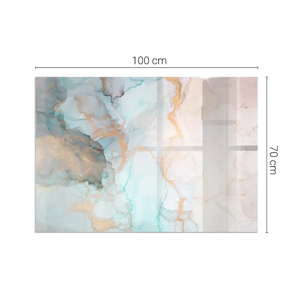 Plaque de sol rectangulaire en verre pour cheminée d'angle motif fluide abstrait