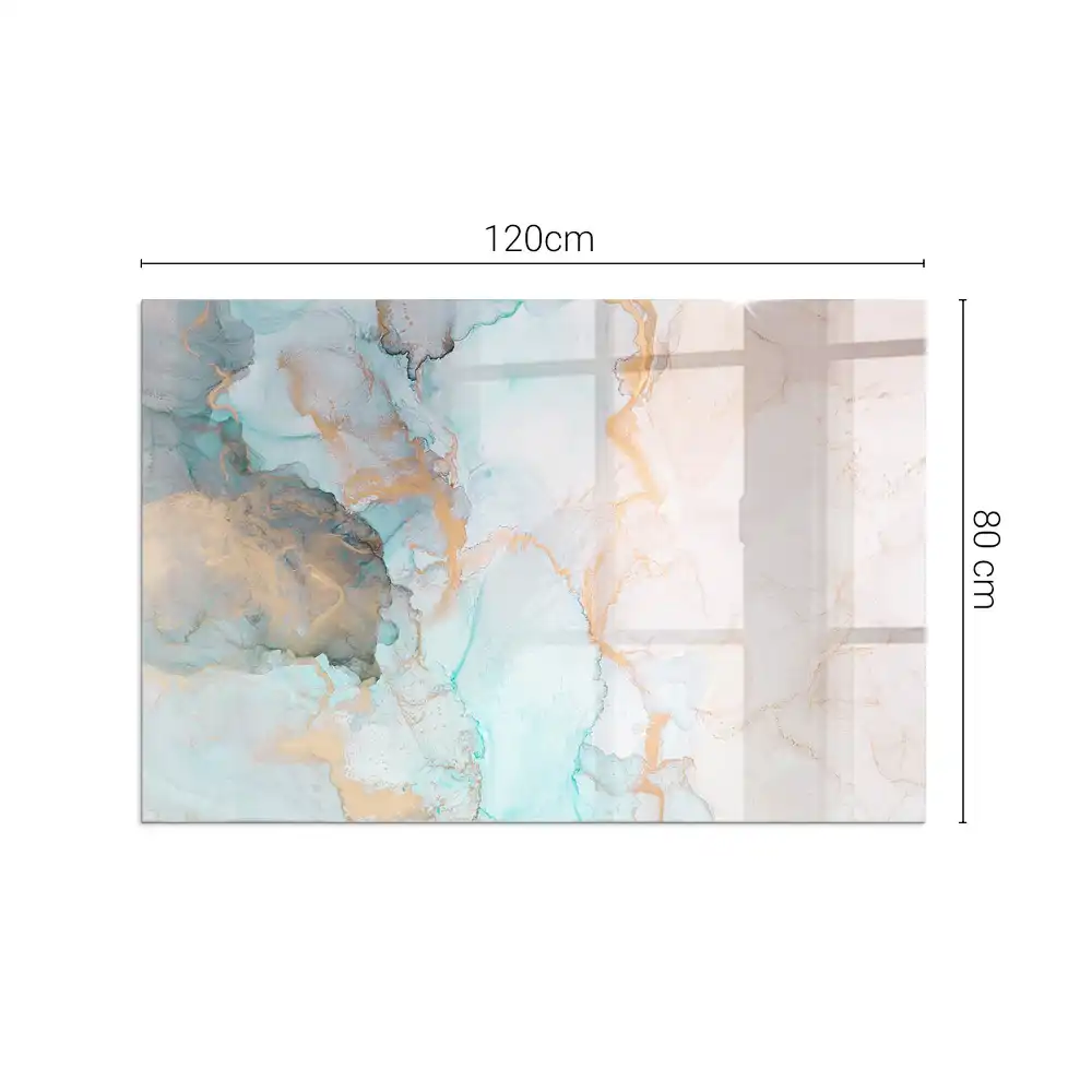 Plaque de sol rectangulaire en verre pour cheminée d'angle motif fluide abstrait