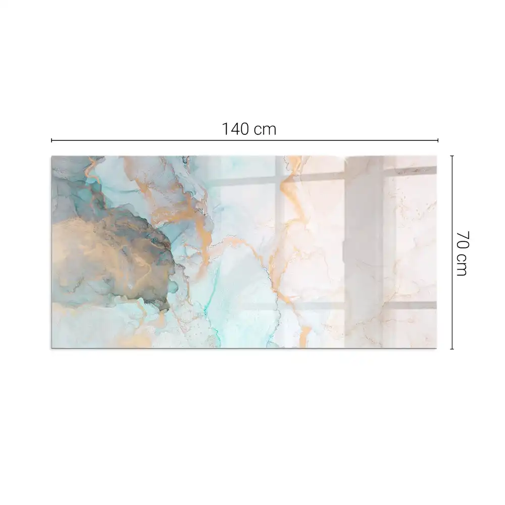 Plaque de sol rectangulaire en verre pour cheminée d'angle motif fluide abstrait
