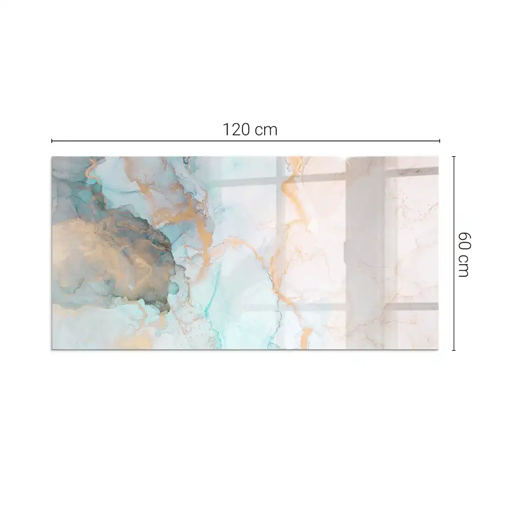 Plaque de sol rectangulaire en verre pour cheminée d'angle motif fluide abstrait