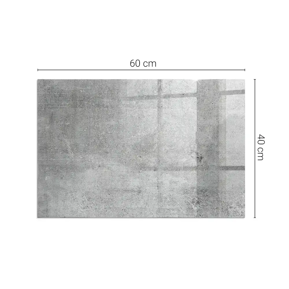 Plaque de sol rectangulaire en verre trempé pour cheminée aspect béton brut