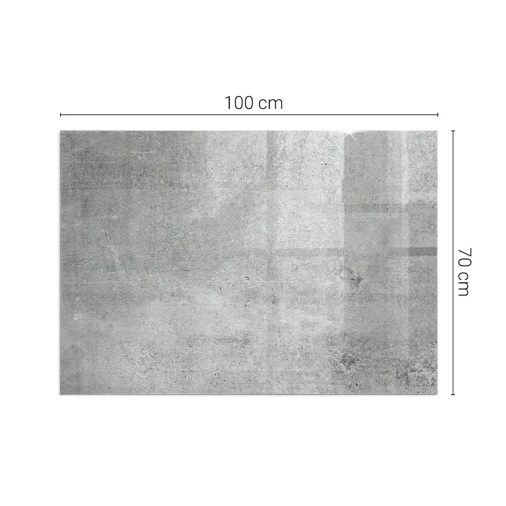 Plaque de sol rectangulaire en verre trempé pour cheminée aspect béton brut