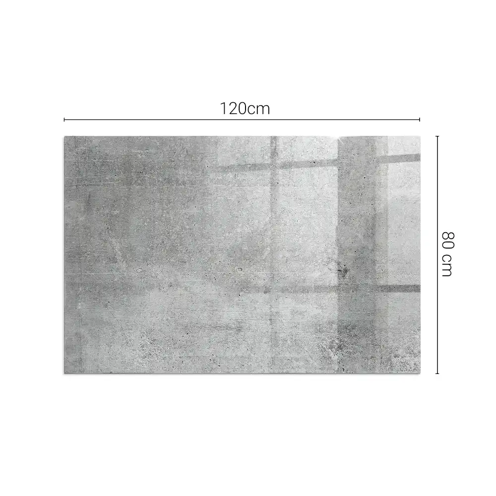 Plaque de sol rectangulaire en verre trempé pour cheminée aspect béton brut