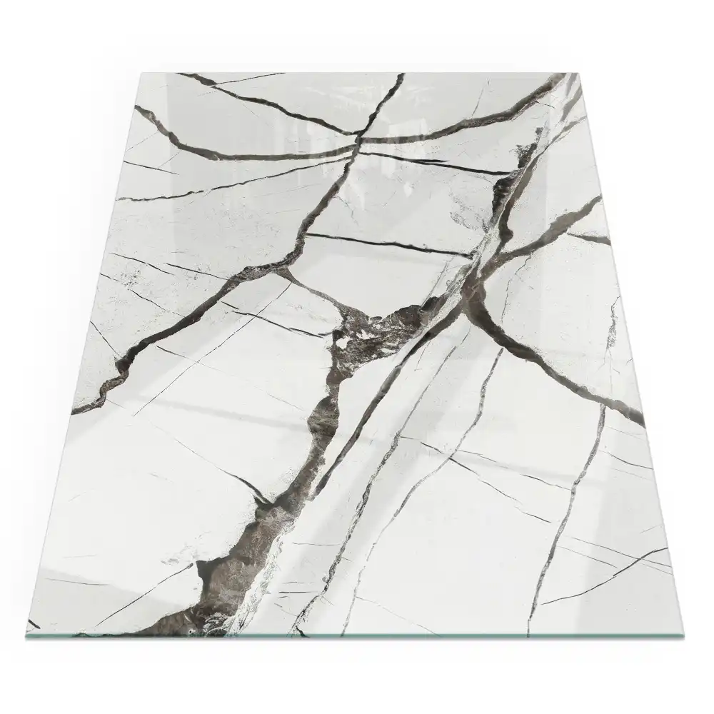Plaque de sol rectangulaire pour poêle à bois motif veines de marbre