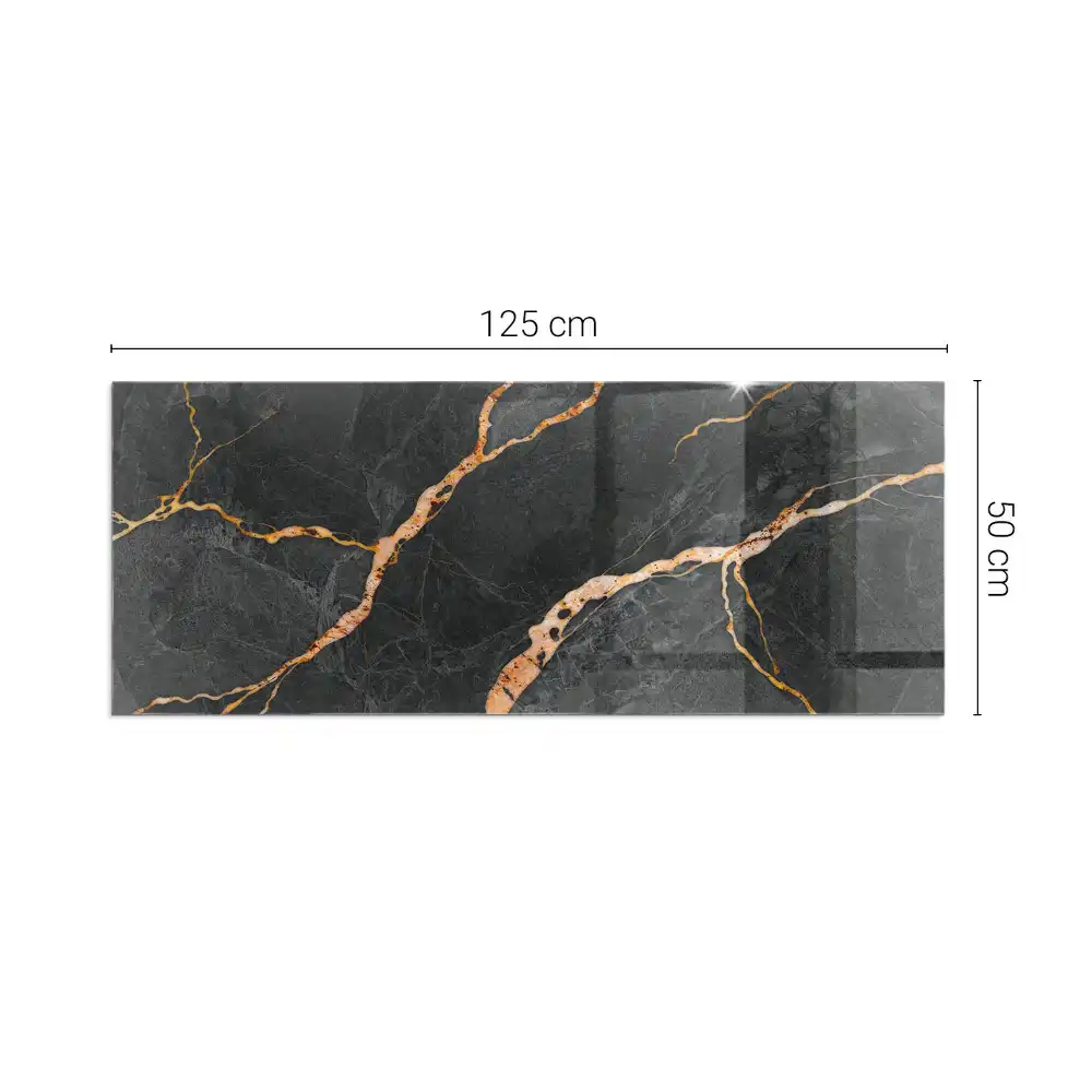 Plaque de sol rectangulaire pour cheminée en verre trempé effet marbre veiné