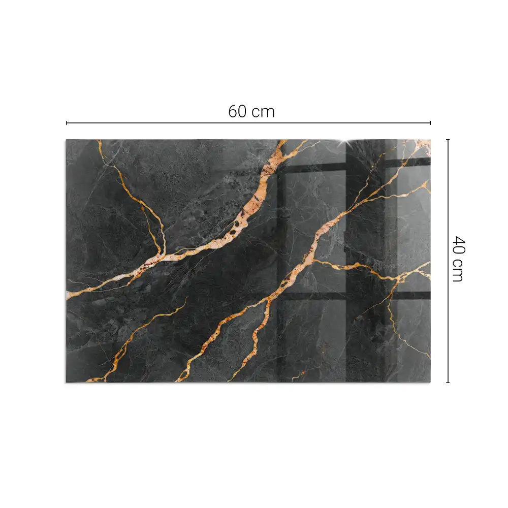 Plaque de sol rectangulaire pour cheminée en verre trempé effet marbre veiné