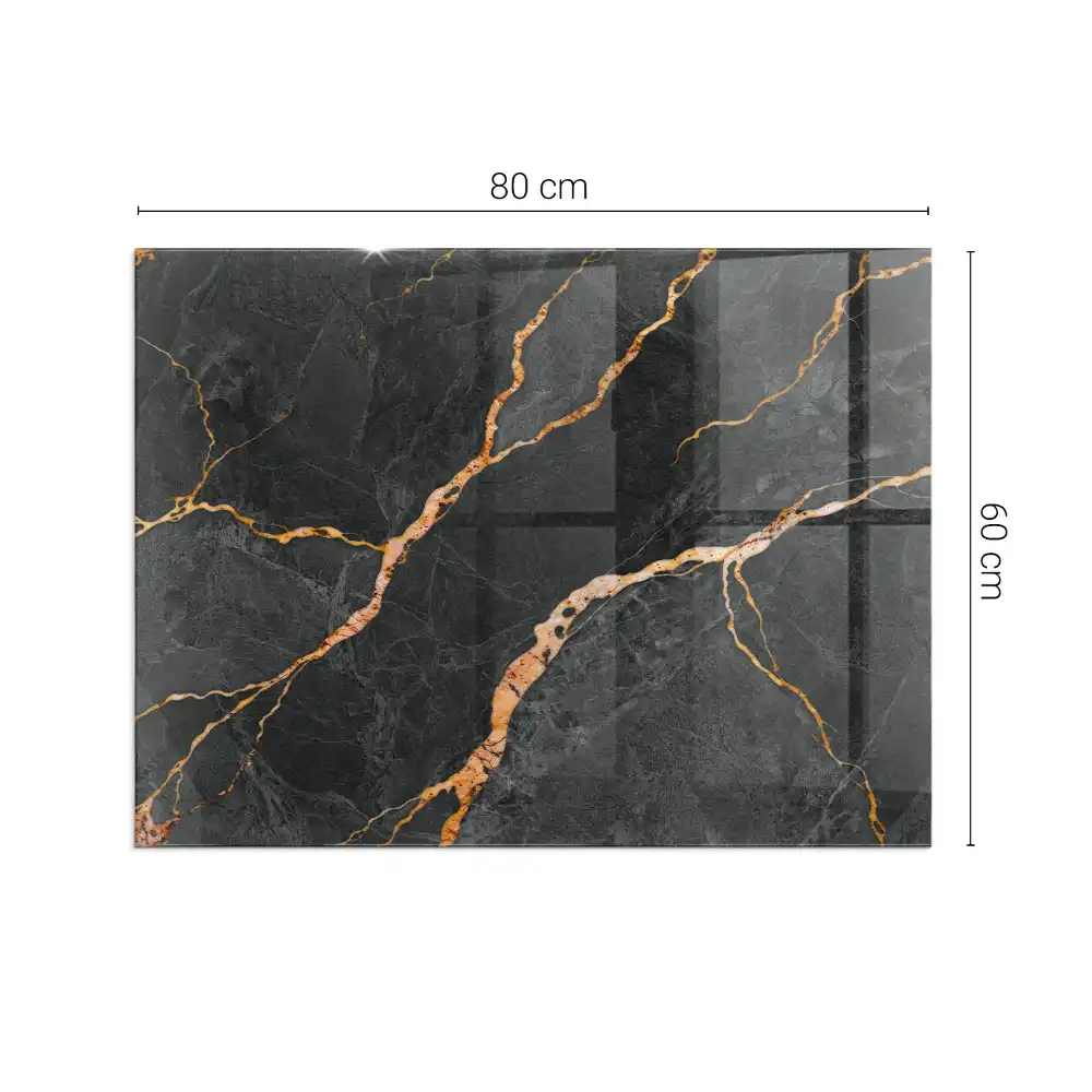 Plaque de sol rectangulaire pour cheminée en verre trempé effet marbre veiné