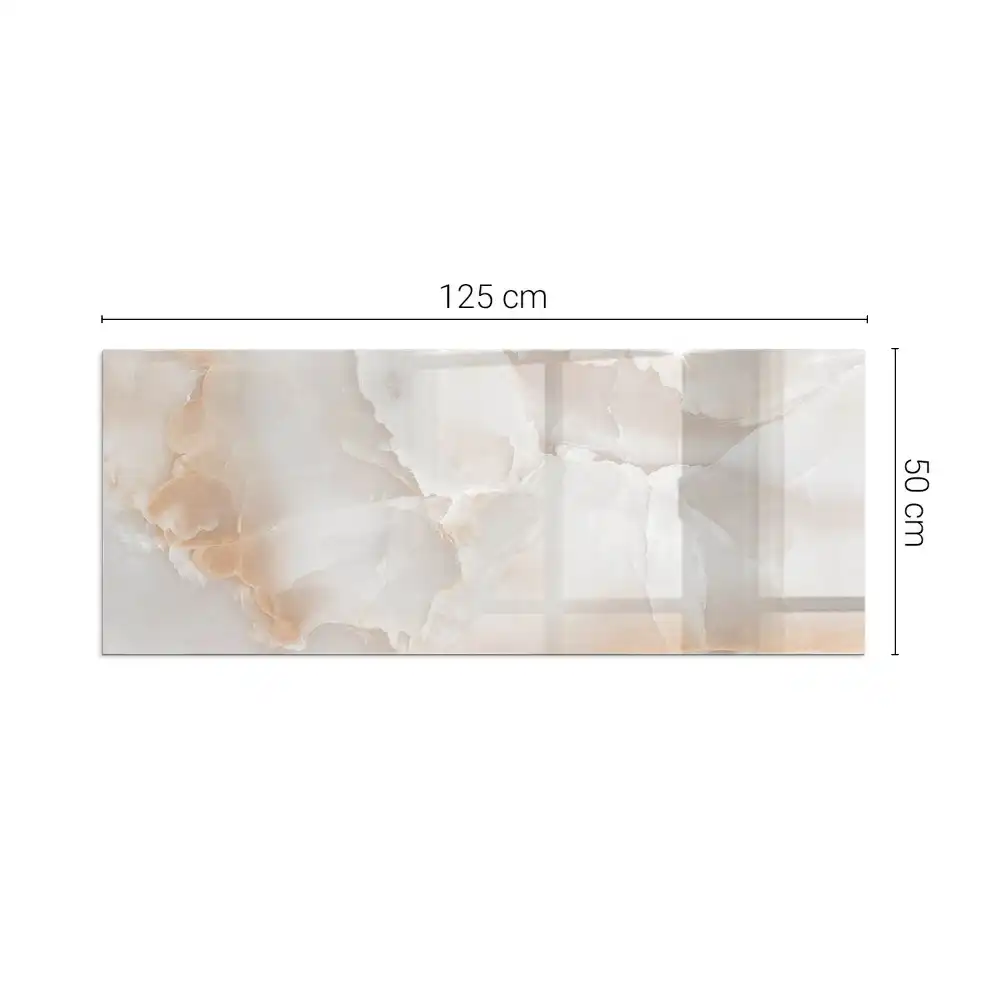 Plaque de sol rectangulaire en verre pour cheminée d'angle avec motif pierre naturelle