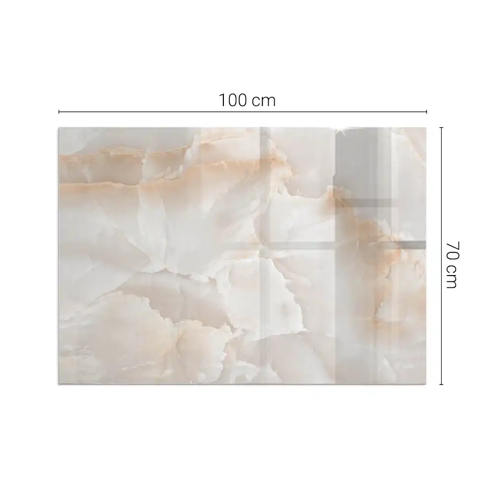Plaque de sol rectangulaire en verre pour cheminée d'angle avec motif pierre naturelle
