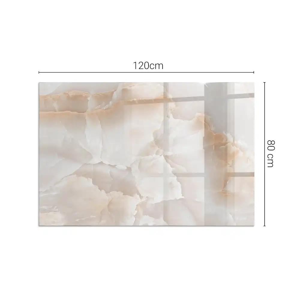 Plaque de sol rectangulaire en verre pour cheminée d'angle avec motif pierre naturelle