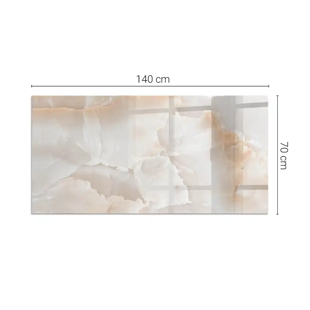 Plaque de sol rectangulaire en verre pour cheminée d'angle avec motif pierre naturelle