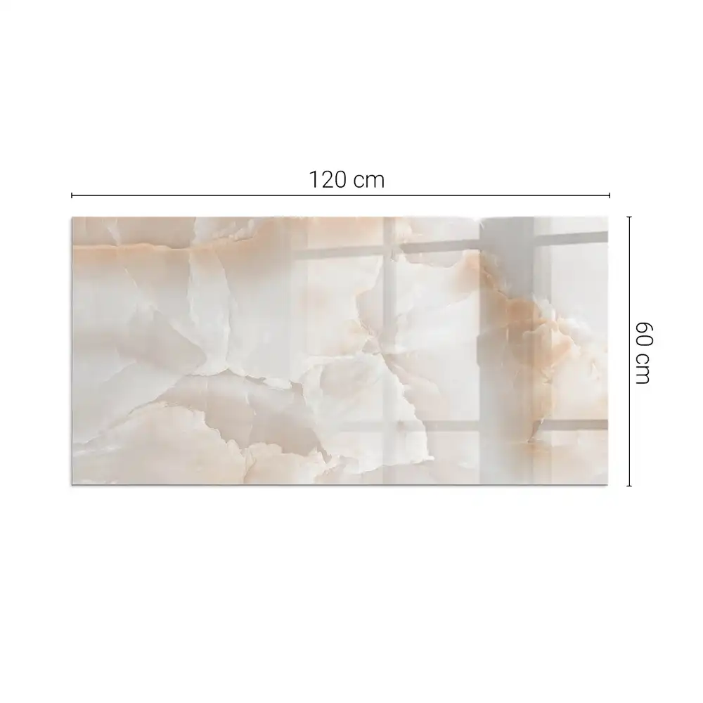 Plaque de sol rectangulaire en verre pour cheminée d'angle avec motif pierre naturelle