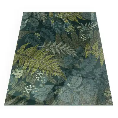 Plaque de sol rectangulaire pour cheminée en verre trempé avec motifs végétaux et papillons