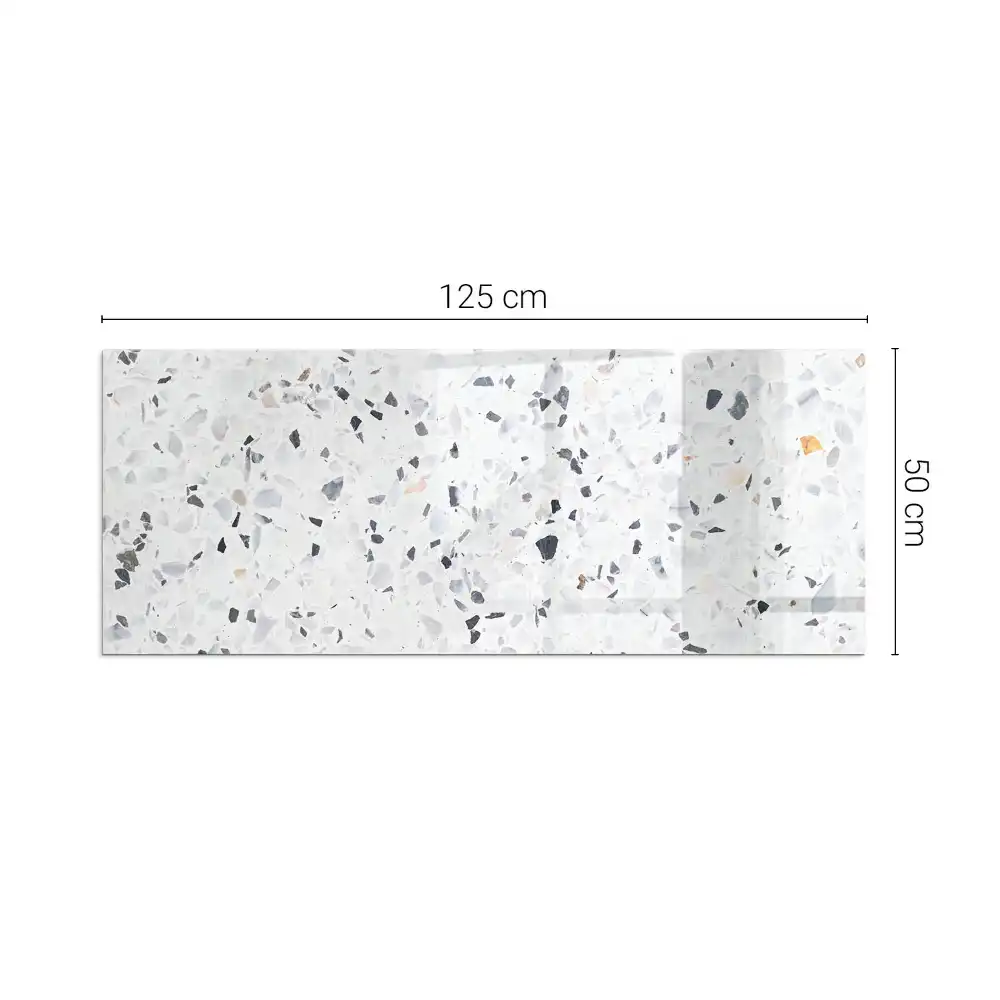 Plaque de sol rectangulaire en verre trempé pour cheminée motif pierre avec particules