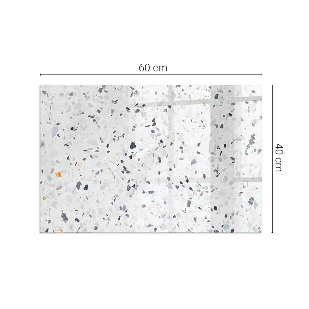 Plaque de sol rectangulaire en verre trempé pour cheminée motif pierre avec particules