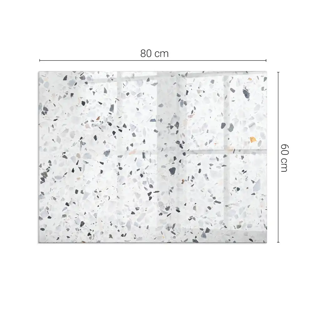Plaque de sol rectangulaire en verre trempé pour cheminée motif pierre avec particules