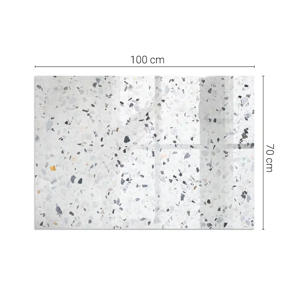 Plaque de sol rectangulaire en verre trempé pour cheminée motif pierre avec particules