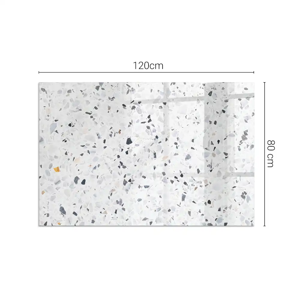 Plaque de sol rectangulaire en verre trempé pour cheminée motif pierre avec particules
