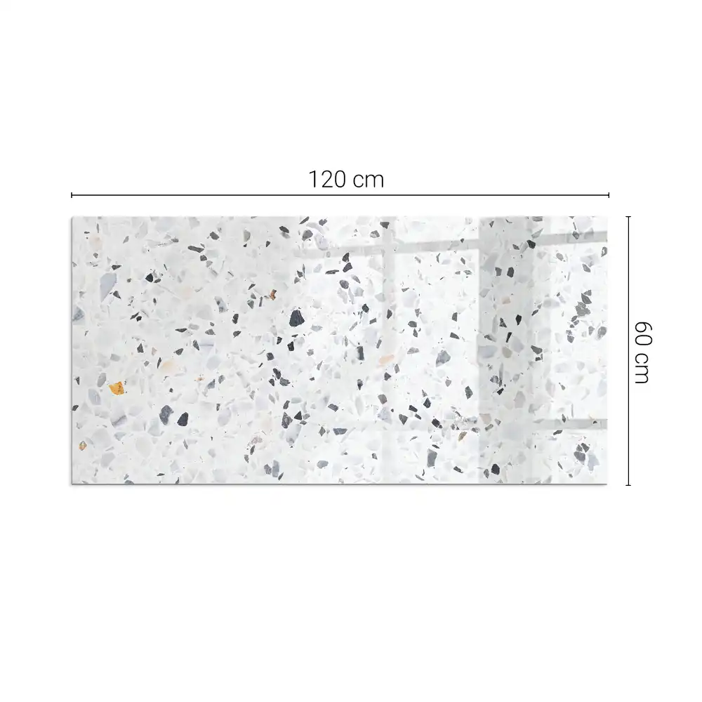 Plaque de sol rectangulaire en verre trempé pour cheminée motif pierre avec particules