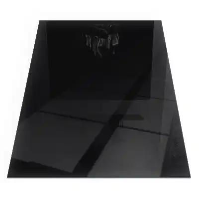 Plaque de sol rectangulaire en verre noir pour cheminée d'angle