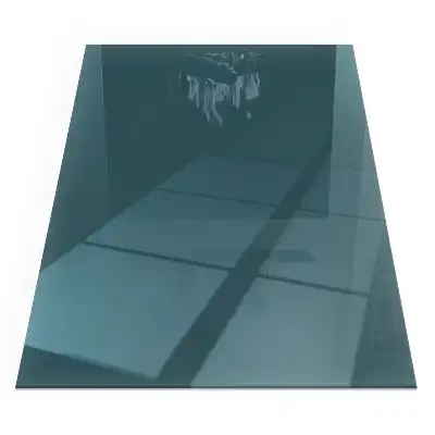 Plaque de sol rectangulaire pour cheminée en verre trempé couleur mer