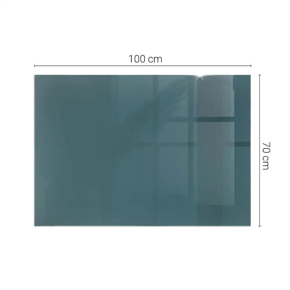 Plaque de sol rectangulaire pour cheminée en verre trempé couleur mer