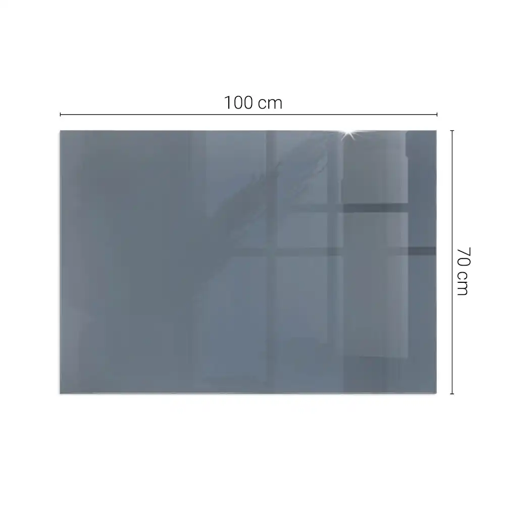Plaque de sol rectangulaire pour cheminée d'angle en verre bleu foncé