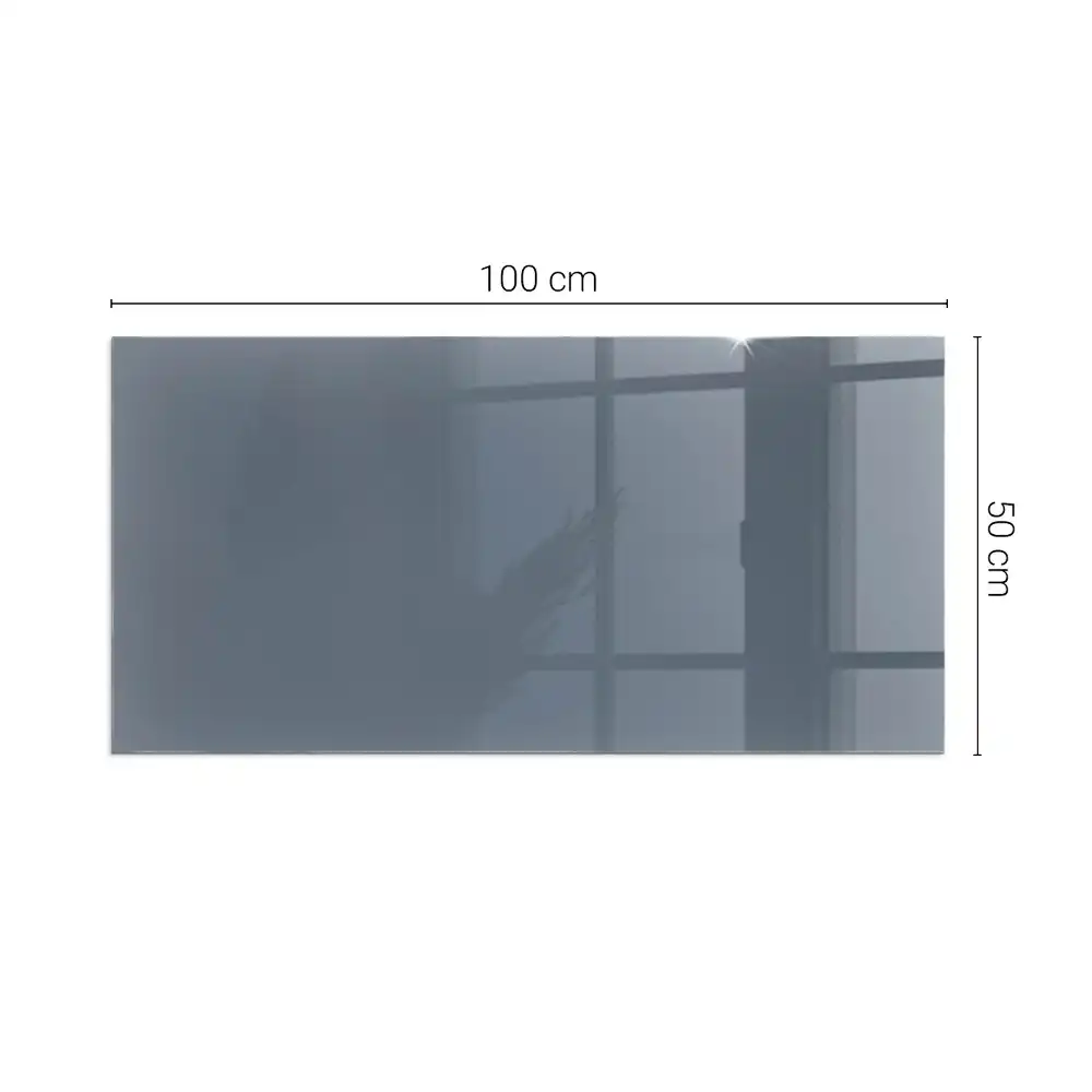 Plaque de sol rectangulaire pour cheminée d'angle en verre bleu foncé