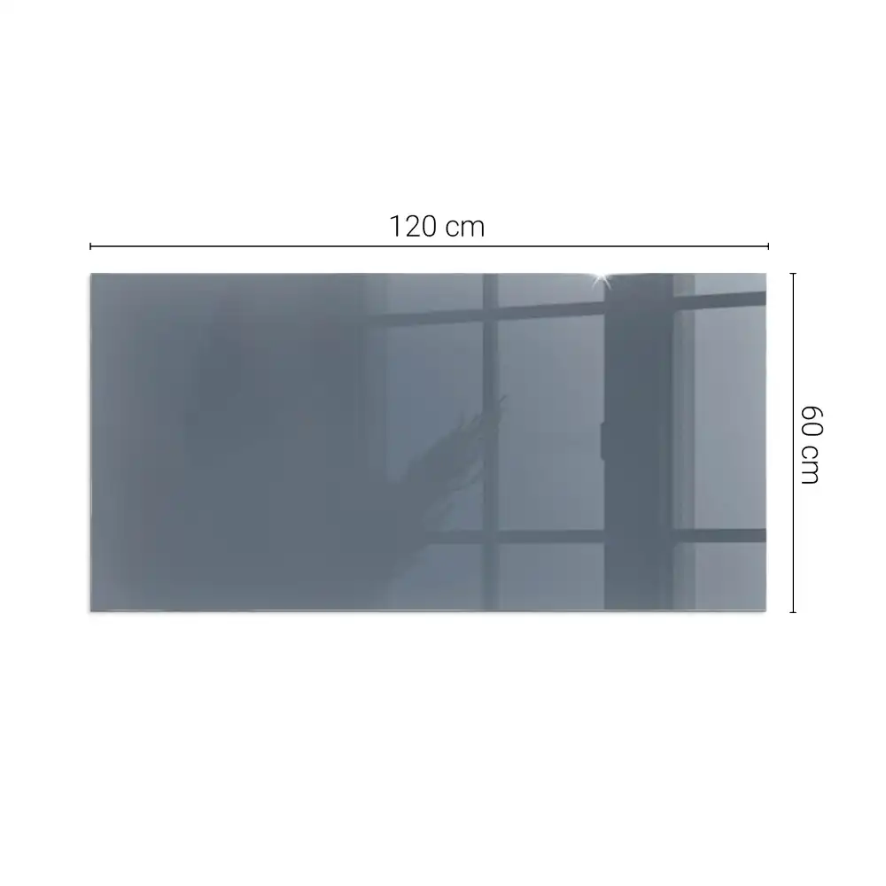 Plaque de sol rectangulaire pour cheminée d'angle en verre bleu foncé