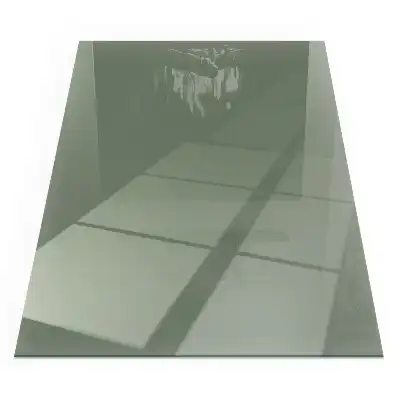 Plaque de sol rectangulaire en verre trempé pour cheminée couleur olive