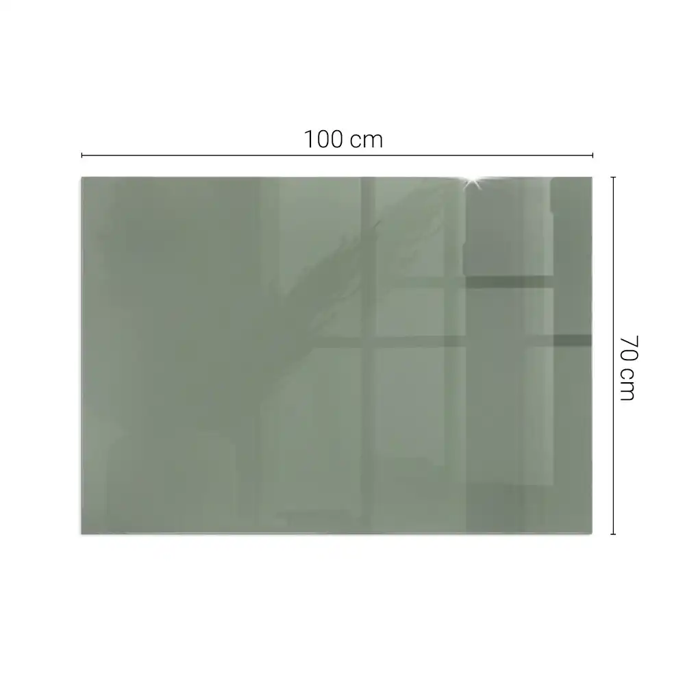 Plaque de sol rectangulaire en verre trempé pour cheminée couleur olive