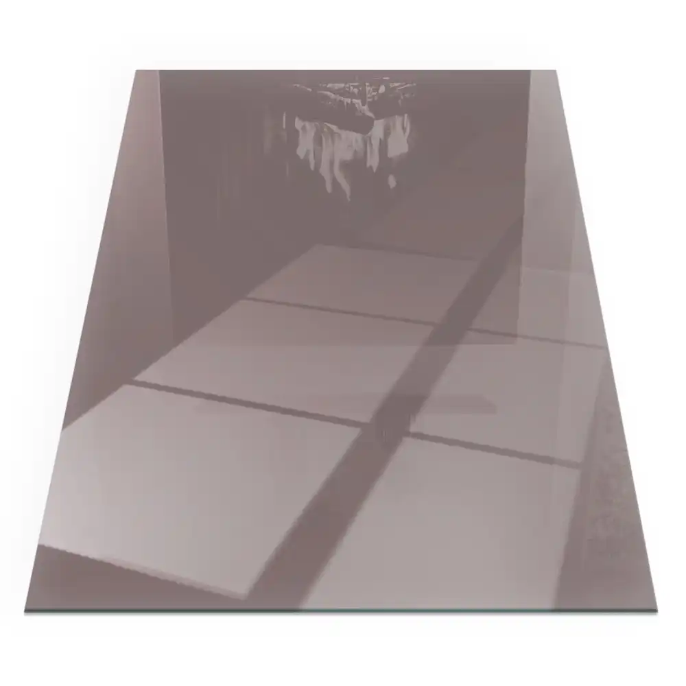 Plaque de sol rectangulaire en verre beige pour cheminée d'angle