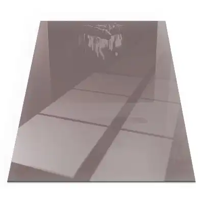 Plaque de sol rectangulaire en verre beige pour cheminée d'angle