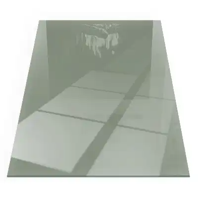 Plaque de sol rectangulaire en verre pour cheminée d'angle gris-vert