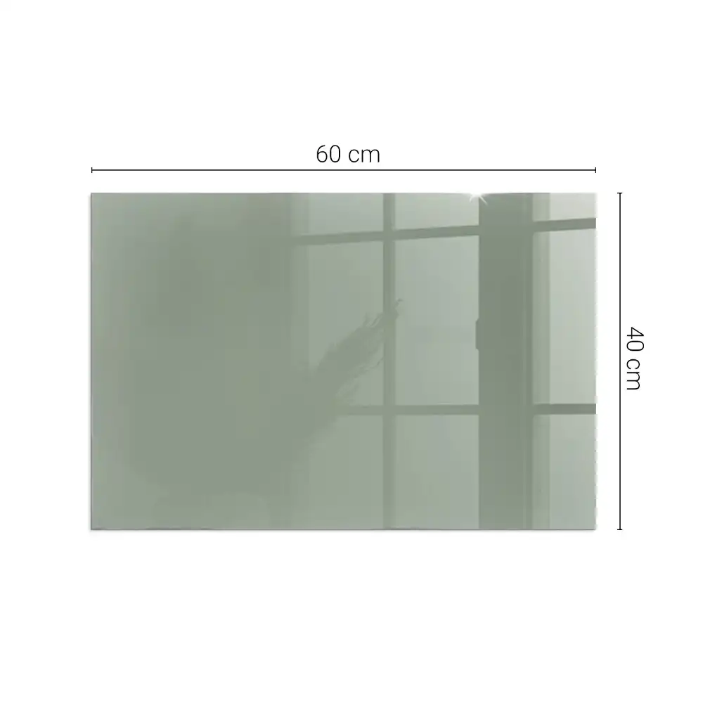 Plaque de sol rectangulaire en verre pour cheminée d'angle gris-vert