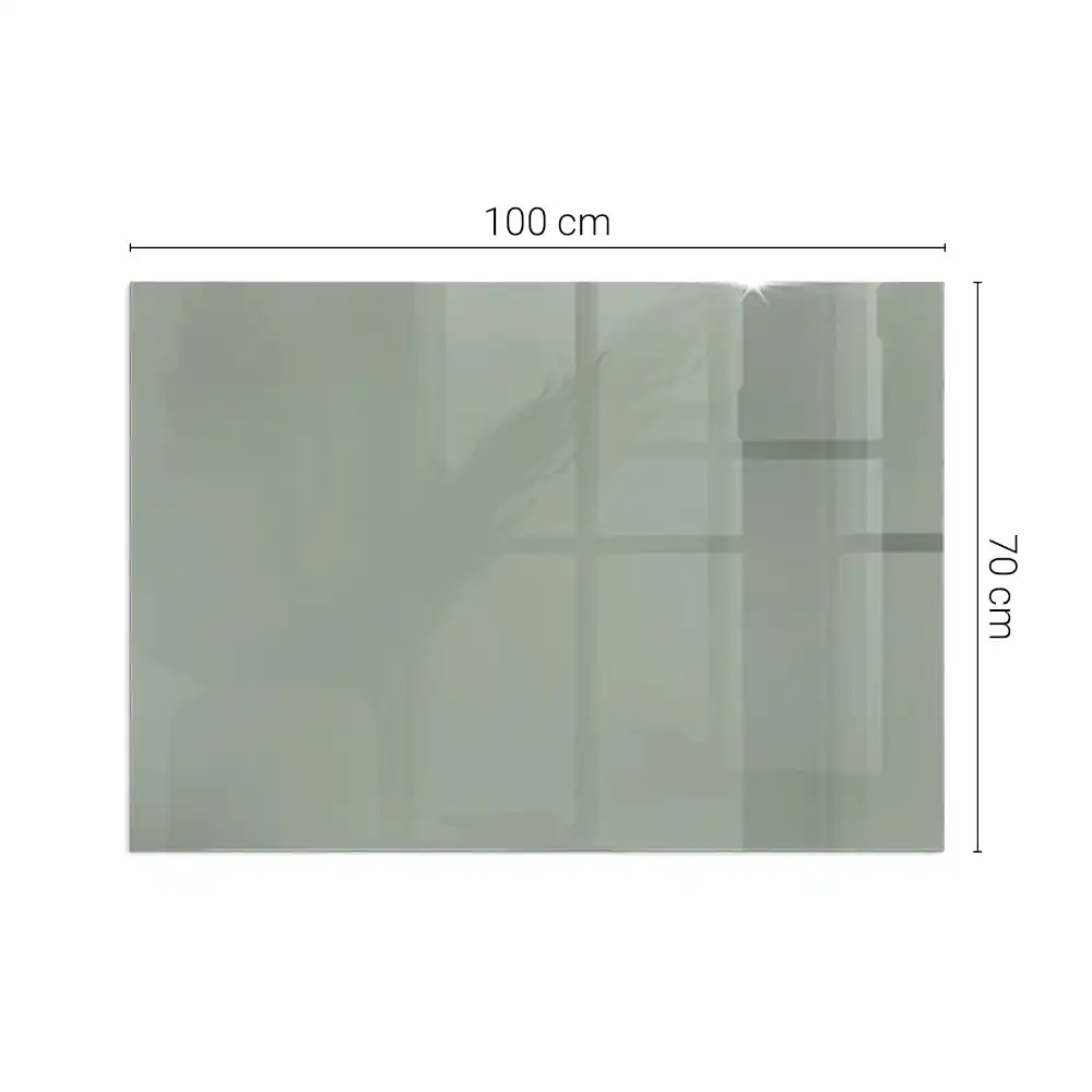 Plaque de sol rectangulaire en verre pour cheminée d'angle gris-vert