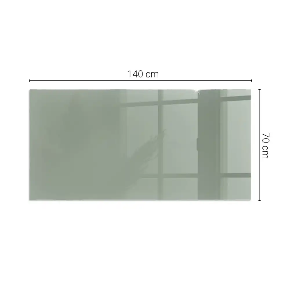 Plaque de sol rectangulaire en verre pour cheminée d'angle gris-vert