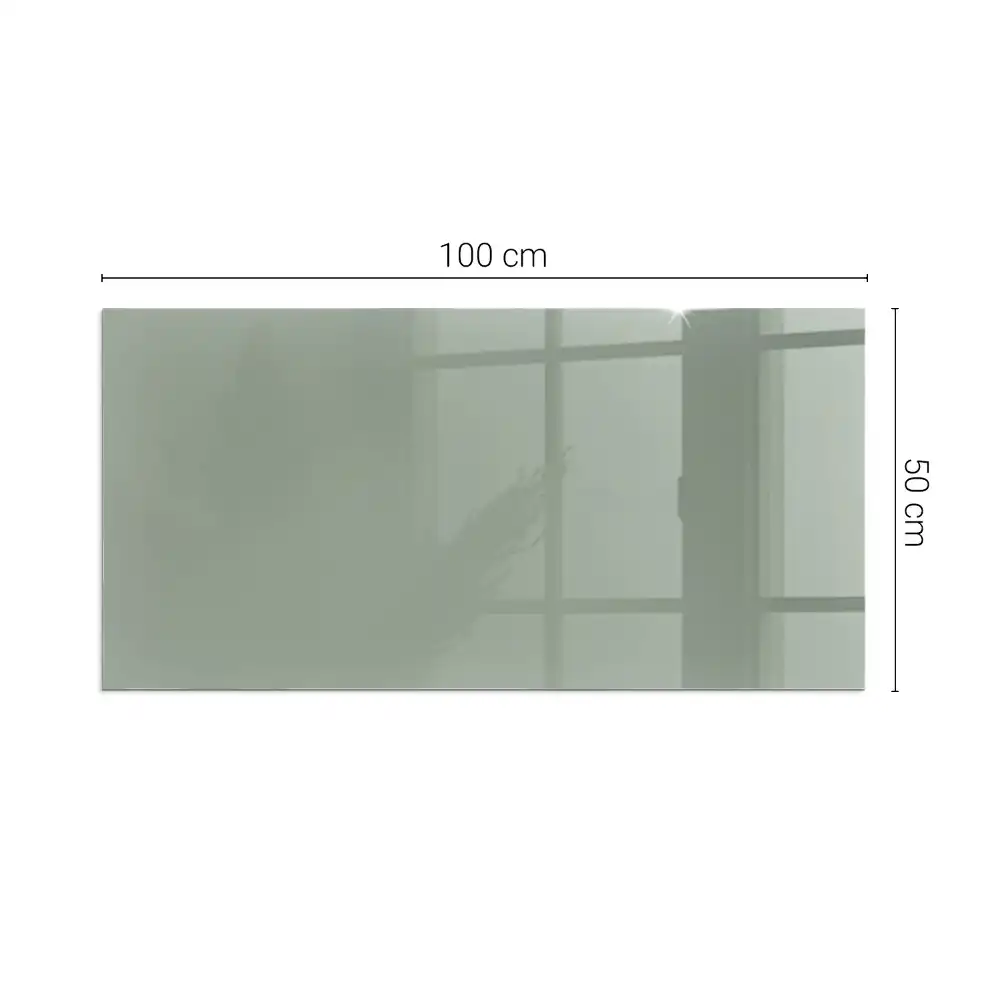 Plaque de sol rectangulaire en verre pour cheminée d'angle gris-vert