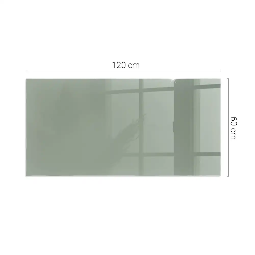 Plaque de sol rectangulaire en verre pour cheminée d'angle gris-vert