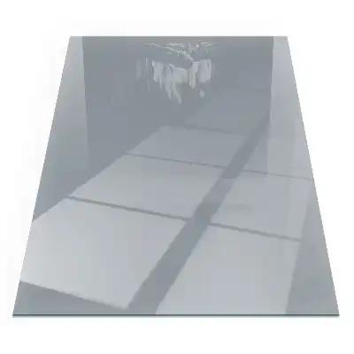 Plaque de sol rectangulaire en verre gris pour cheminée d'angle